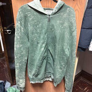 mens cotton citizen revolve distress tie dye green zip up hoodie size large